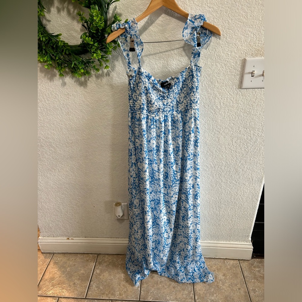 Floral Blue and White Maxi Dress